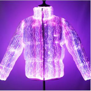 Sang Trọng Tùy Chỉnh Mùa Đông Công Nghệ Cao Glow Xuống Áo Khoác LED Sợi Quang Bánh Mì Áo Khoác Unisex Ấm Dày Glow Áo Flash Puff Áo Khoác - Product Image 6