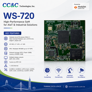โมดูลฝังตัวอุตสาหกรรม MediaTek Genio 720, WS-720 SoM พร้อม 2xCAN Bus 4xPCIe Gen2 4xUART, IoT พลังงานต่ำและการควบคุมอุตสาหกรรม - Product Image 6