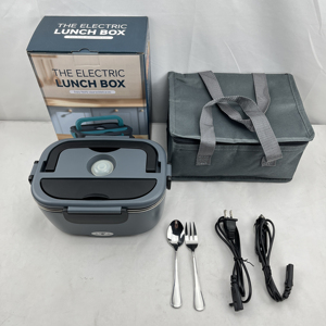 Chauffe-plat électrique 2-en-1 pour voiture et maison, boîte à lunch chauffante en acier inoxydable, portable, chauffage électrique KL01002 - Product Image 5