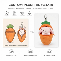 Porte-clés en peluche personnalisé, lapin mignon dans une pochette zippée en forme de carotte, porte-monnaie en peluche, poupée en peluche, souvenir et cadeau promotionnel
