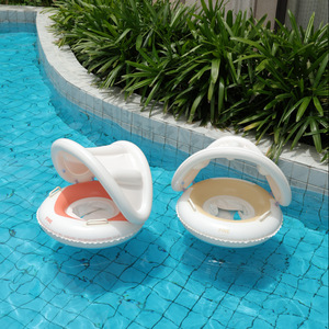 Flotador Inflable para Bebés con Asiento y Sombrilla, Anillo de Natación para Niños con Asas para Piscina - Product Image 1