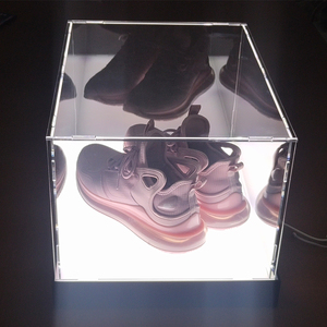 Self-Assembly Clear Acrylic Shoe Storage Case Detachable Sneaker Shoes Box with Led Lights