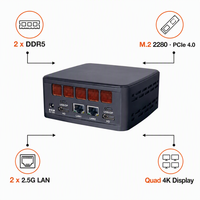 Mini PC NUC AMD AI 9 365 NPU 2*2.5G LAN 2*DDR5 PCIe4.0 2*HD 2*Type-C Ordinateur AI sous Windows 11