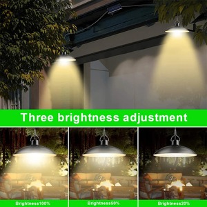 Solar Pendant Light Outdoor Waterproof LED <b>Lamp</b> Double-head Chandelier Decorations with <b>Remote</b> <b>Control</b> for Indoor Shed Barn Room - Product Image 4