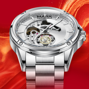 Reloj Mecánico Automático para Hombre Mark Fairwhale, Correa de Metal, Edición Limitada Año del Caballo, Esfera Esqueleto, Resistente al Agua, Luminoso, FW-6033 - Product Image 3