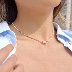 Zircon <b>Cross</b> Pendant Necklace Gold <b>Chain</b> Claw Setting Everyday Wear Geometric Design Stainless Steel Jewelry for Women - Product Image 4