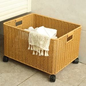 Panier à linge tissé à la main pour évier avec roulettes, pour ranger le détergent et autres articles - Product Image 2
