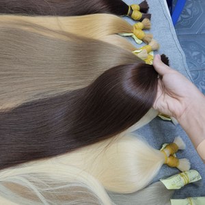 Vendeurs de paquets de cheveux bruts en vrac Extensions de cheveux humains droits à double vague naturelle Qualité supérieure, Texture douce et lisse - Product Image 3