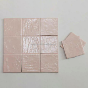 Carreaux muraux en céramique émaillée <span class=keywords><strong>rose</strong></span> pastel, aspect <span class=keywords><strong>Zellige</strong></span> artisanal, carreaux muraux en céramique émaillée brillante effet vague pour salle de bain et douche - Product Image 1