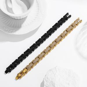 Jewelry for <b>Men</b> Stainless Steel Bracelet Gold Plated Jewelry Iced Out Bracelet Chunky Bracelet Hip Hop Jewelry Durable Fashion - Product Image 3