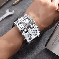 Oulm 9525 Quartz mâle hommes grande taille mode horloge extérieure trois fuseaux horaires montres de sport en cuir véritable montre Relogio Masculino