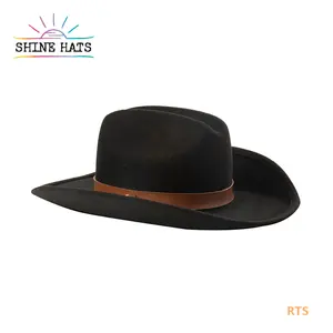 Shinehats OEM Cowboy Cow Boy Western Wool Designer Fashion High Quality Brim Leather Belt Cowboy Fedora Hat Women On Sale