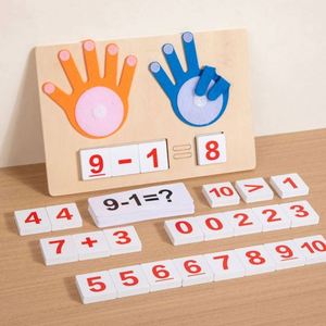 Juguetes Educativos de Madera para Contar y Aprender Aritmética, Juego de Matemáticas con los Dedos, Números del 1 al 10 con Tarjetas de Suma y Resta - Product Image 1