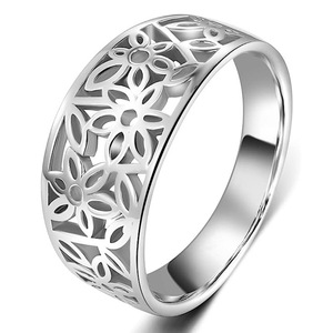 Trendy Floral Open <b>Adjustable</b> <b>Ring</b> Metallic Flower Petal Vintage Statement Finger <b>Ring</b> - Product Image 1