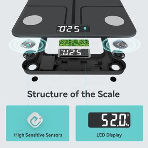 Balance connectée intelligente pour salle de bain avec support SDK, usage domestique et fitness, 4 électrodes, mesure de la graisse corporelle, 180 kg, verre trempé, <span class=keywords><strong>batterie</strong></span> - Product Image 4
