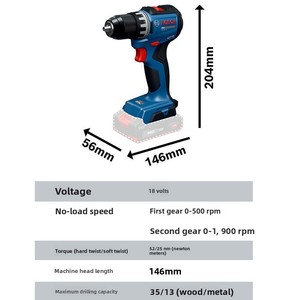 Perceuse sans fil originale <span class=keywords><strong>18V</strong></span> Lithium-Ion Brushless GSR18V52, double vitesse, lumière LED, capacité de perçage 25mm, couple 250Nm, batterie 2.0Ah - Product Image 5