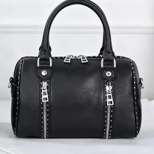 Sac à main portable en PU noir grain litchi, design moderne et personnalisé pour femme, vente en gros, durable et tridimensionnel - Product Image 2