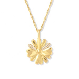 Collar con Colgante de Girasol Giratorio de Plata de Ley 925 Chapado en Oro de Lujo Gemnel - Product Image 1