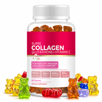 Gummies au collagène et glutathion 1800mg, collagène hydrolysé avec vitamine C pour éclaircir la peau