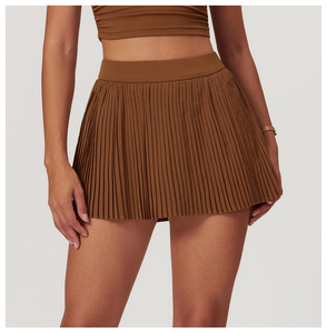 Vente en Gros Vêtements <span class=keywords><strong>de</strong></span> Sport pour Femmes <span class=keywords><strong>Rouge</strong></span> Bleu Marine Marron Jupe <span class=keywords><strong>de</strong></span> Golf Robe Shorts Plissé <span class=keywords><strong>Tennis</strong></span> Gelt Boucles Poches Athlétique Devant - Product Image 3