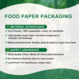 Caja de Papel para Alimentos con Diseño Personalizado Resistente a la Grasa para <span class=keywords><strong>Hamburguesas</strong></span>, Papas Fritas, Pollo, Pizza, Ensalada, Entrega <span class=keywords><strong>Mundial</strong></span> - Product Image 3