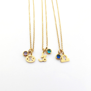 Collana Zodiacale Placcata Oro, Collana con Pietra Zodiacale, Regalo per Fidanzato/Fidanzata, Bijoux Joyeria Oro - Product Image 6