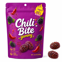 Bonbons piquants personnalisés en gros, saveur mûre, bonbons gélifiés au chili, halal, virals sur TikTok, directement de l'usine