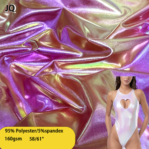 RTS Stock Tissu Holographique Arc-en-Ciel Brillant Néon Feuille Imprimée 100% Polyester Spandex Jersey Stretch Antistatique pour Costume de Garçon - Product Image 1