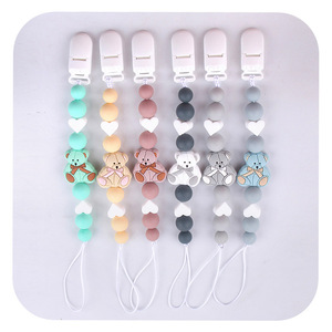 Kaiyue Offres Spéciales sans BPA perles en silicone de qualité alimentaire chaîne de sucette pour bébé porte-sucette factice pince à chaîne anti-chute - Product Image 1