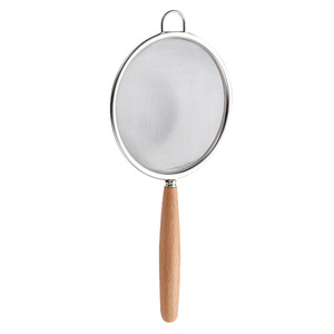 304 Stainless Steel Mini Flour Sieve With Wooden Handle For Kitchen Use - Product Image 1