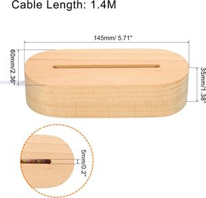 Modern Style Durable DC 5V Wooden Rectangle LED Luminous Base Night Light Dimmable Warm White USB Rechargeable Home 3D CE - Product Image 2