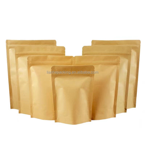 Bán buôn rõ ràng cửa sổ compostable Snack bao bì unprinted Kraft dây kéo giấy Stand-Up <span class=keywords><strong>Pouch</strong></span> cho Sushi và thức ăn vật nuôi - Product Image 2