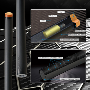 KONLLEN AK75-001 Taco de Billar de Fibra de Carbono Mejorado con Incrustaciones Reales, Punta de 12.5mm, Tecnología de Baja Deflexión, Eje de Abulón AK75 - Product Image 4