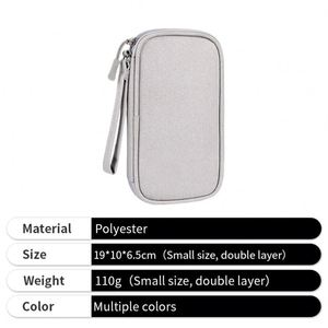Single Double Layer Travel Charging Cable Organizer Bag with Zipper for Electronics <b>Accessories</b> - Product Image 4