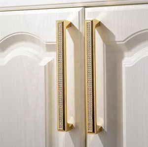 Handle and <strong>Knobs</strong> MLP19 Furniture Hardware Cabinet Drawer Euro Luxury <strong>Gold</strong> Shiny <strong>Crystal</strong> Chrome Handle Pull - Product Image 5