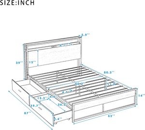Modern King-Queen Size <strong>Wrought</strong> <strong>Iron</strong> Platform <strong>Bed</strong> with <strong>Wooden</strong> Headboard Storage Feature for Hotel Bedroom Modern Metal <strong>Beds</strong> Frame