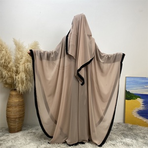 6763 #   Abaya Ligera de Chifón con Cintura Ajustable, para Ramadán, Eid Mubarak, Estilo Dubai, con Perlas Blancas, 5 Colores - Product Image 2