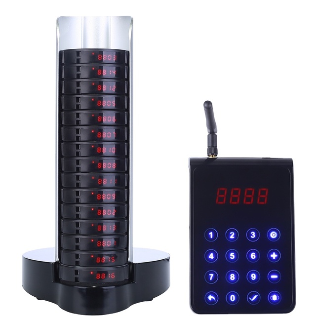 BYHUBYENG CS-15QM-L 15-Pager Vibrating Restaurant Paging System Buzzer CE/FCC Certified Waterproof 1000m Wireless Distance