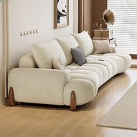 Krem Rengi Marshmallow Kumaş Sünger Dolgulu Köşe Koltuk Modern Minimalist Kedi Tırnaklarına Dayanıklı Küçük Oturma Odası İçin