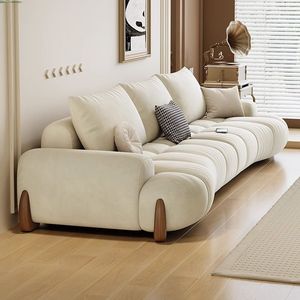 Cream Style Marshmallow Fabric <b>Sofa</b> Modern Minimalist Cat Scratch Resistant Straight <b>Sofa</b> <b>for</b> Small Living Room - Product Image 3