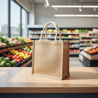 Sac fourre-tout en toile de jute réutilisable de grande taille pour les courses, sac en jute personnalisé en gros