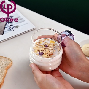 Sevimli çift su Drinkware hediye el-üflemeli süt suyu çay bardağı yeni uzun borosilikat cam renkli halka kolu Latte kahve kupa - Product Image 5