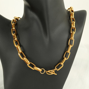 ชุดเครื่องประดับสร้อยคอและกำไลข้อมือสแตนเลสสตีลแบบหนา สีทอง สำหรับทุกเพศ เหมาะสำหรับงานปาร์ตี้ แฟชั่น - Product Image 3