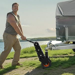 Déplaceur de remorque électrique 1000 lb avec boule d'<span class=keywords><strong>attelage</strong></span> de 2 po et 2-5/16 po, pneus pneumatiques et roue universelle, <span class=keywords><strong>pour</strong></span> déplacer les remorques de camping-cars - Product Image 5