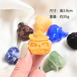 Oferta Especial: Calabazas de Obsidiana Negra Talladas en Cristal de Materiales Mixtos, Artesanía Espiritual para Regalos de Halloween - Product Image 6