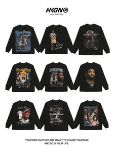 Camiseta de Manga Larga Estilo Americano HKGN de la Colección Irving, Negra, 100% Algodón, <span class=keywords><strong>Vintage</strong></span>, Estilo Urbano, Casual, Unisex - Product Image 1