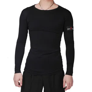 Ensemble haut et pantalon <span class=keywords><strong>de</strong></span> danse noir à manches longues et coupe ajustée pour hommes, vêtements <span class=keywords><strong>de</strong></span> danse <span class=keywords><strong>de</strong></span> salon latins professionnels pour la performance et la pratique - Product Image 4