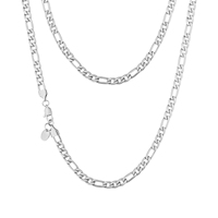 Collier Chaîne Figaro en Acier Inoxydable Plaqué Or 18K de 3mm et 5mm, Style Corde Cubaine, pour Hommes - Vente en Gros de Bijoux de Mode