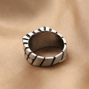European American Style Titanium Steel <b>Ring</b> Geometric Retro Men's Punk Stainless Steel Rectangular Chain <b>Ring</b> 280625 - Product Image 3
