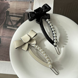 Ziteng nouvelle perle acide acétique femme haute queue de cheval épingle à <span class=keywords><strong>cheveux</strong></span> accessoires de <span class=keywords><strong>cheveux</strong></span> avec grenouille <span class=keywords><strong>boucle</strong></span> arc pince conception Simple pinces à <span class=keywords><strong>cheveux</strong></span> - Product Image 2